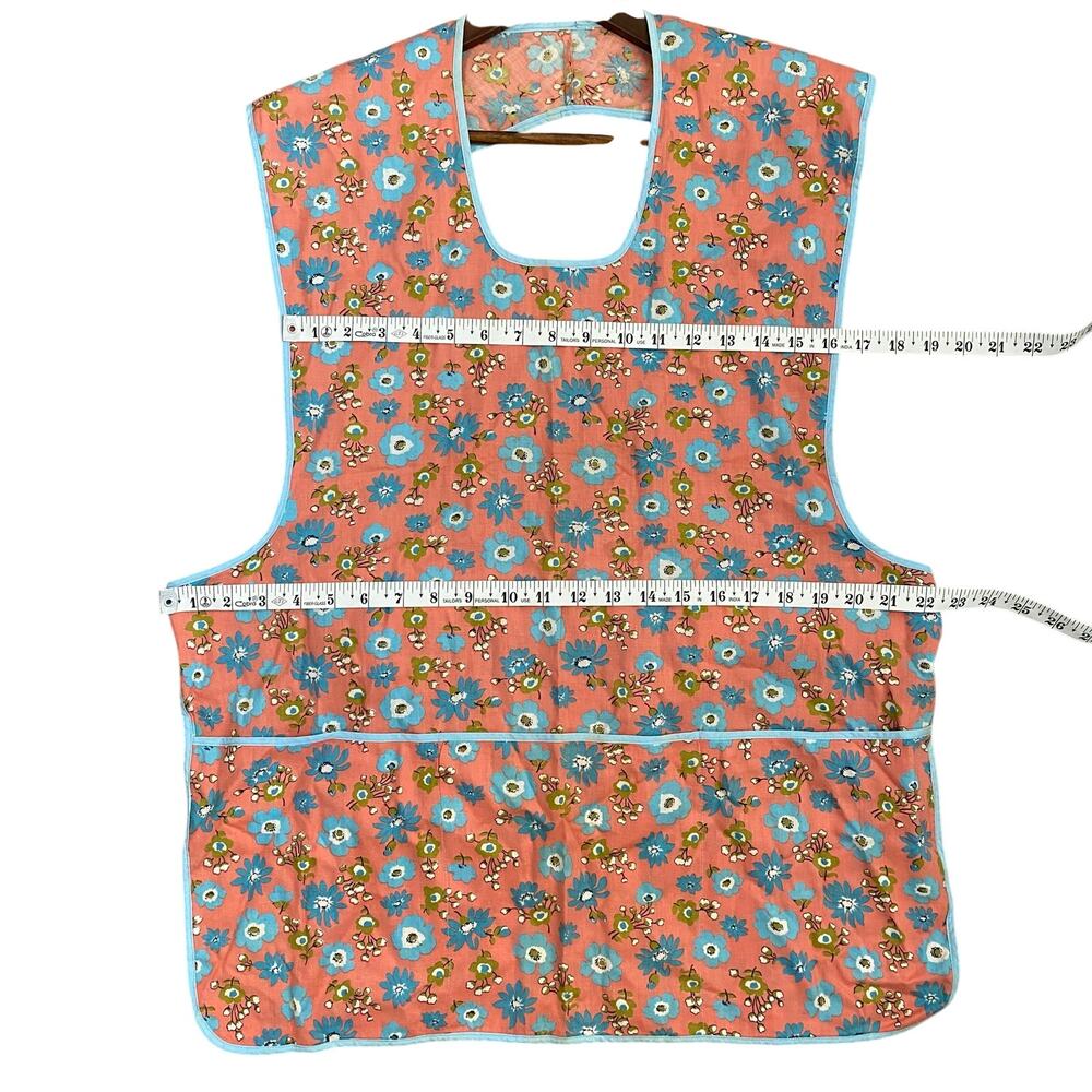 Vintage 60s 70s Floral Apron Smock Handmade Cottagecore Diner - Picture 4 of 6